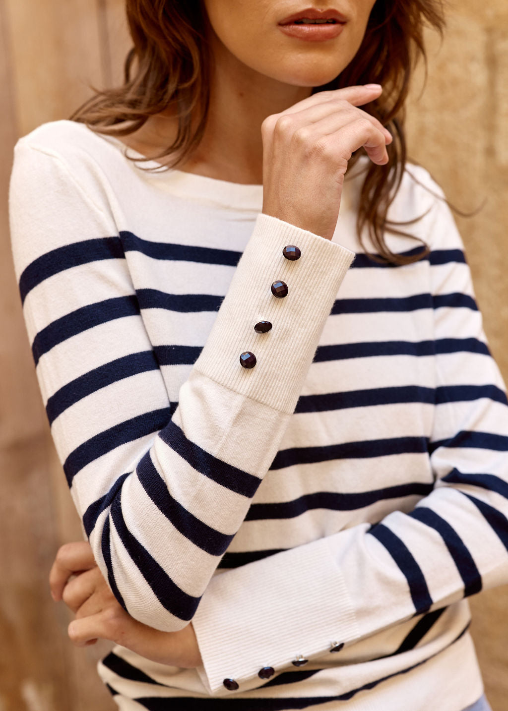 PULLOVER BLANC MARINE