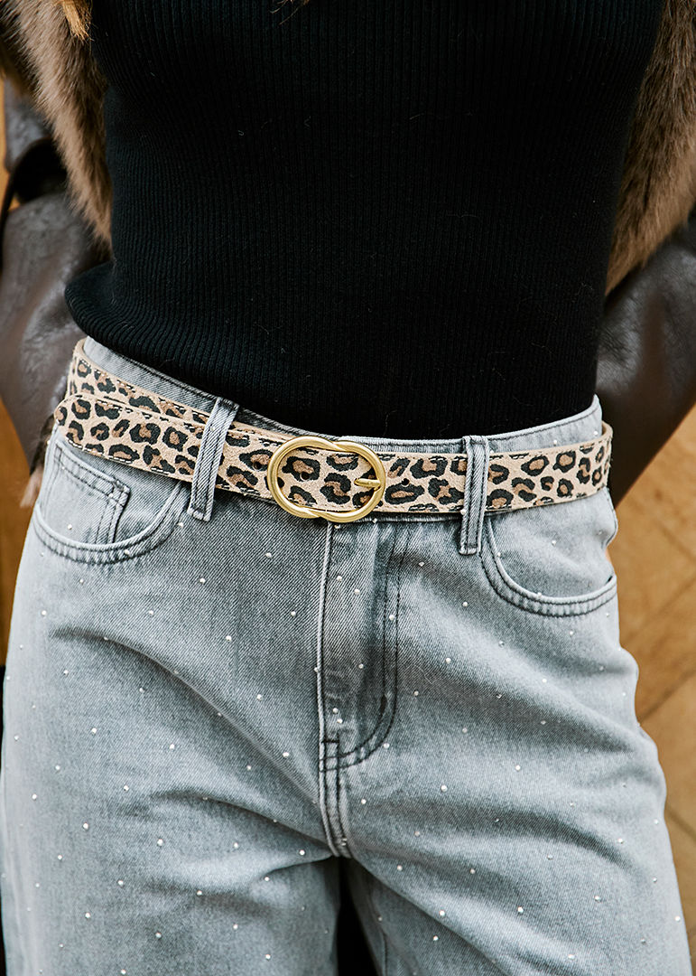 Ceinture automatique cuir boucle TIGRE 3,5 cm Homme ajustable L56 NOIR