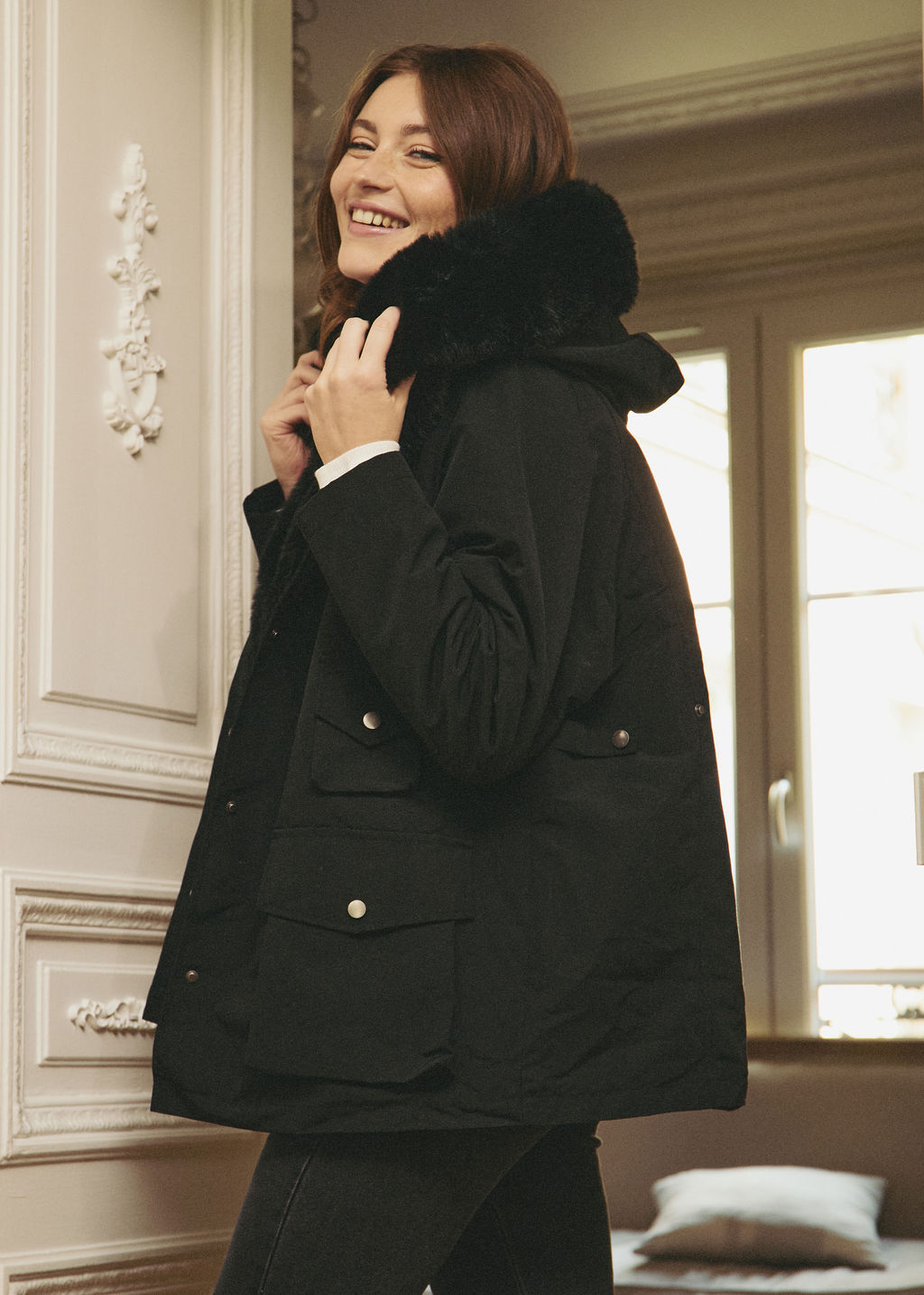 PARKA À CAPUCHE NOIR LORRAINE