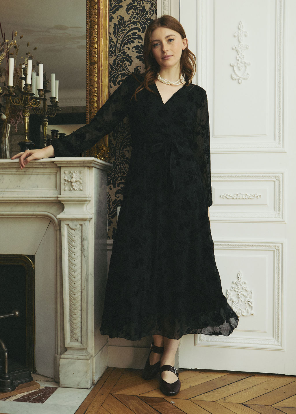 ROBE LONGUE BRODÉE NOIR RUTH