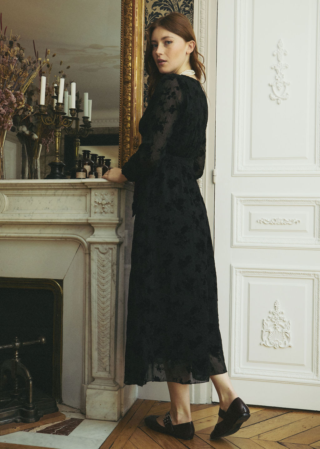 ROBE LONGUE BRODÉE NOIR RUTH