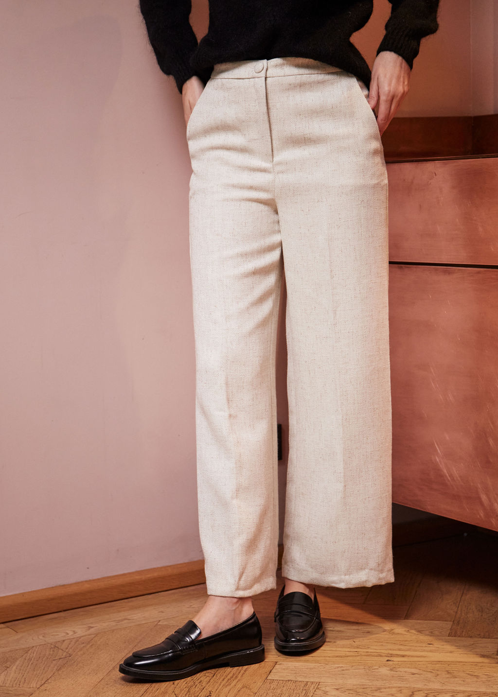 PANTALON CLASSIQUE BEIGE PALME