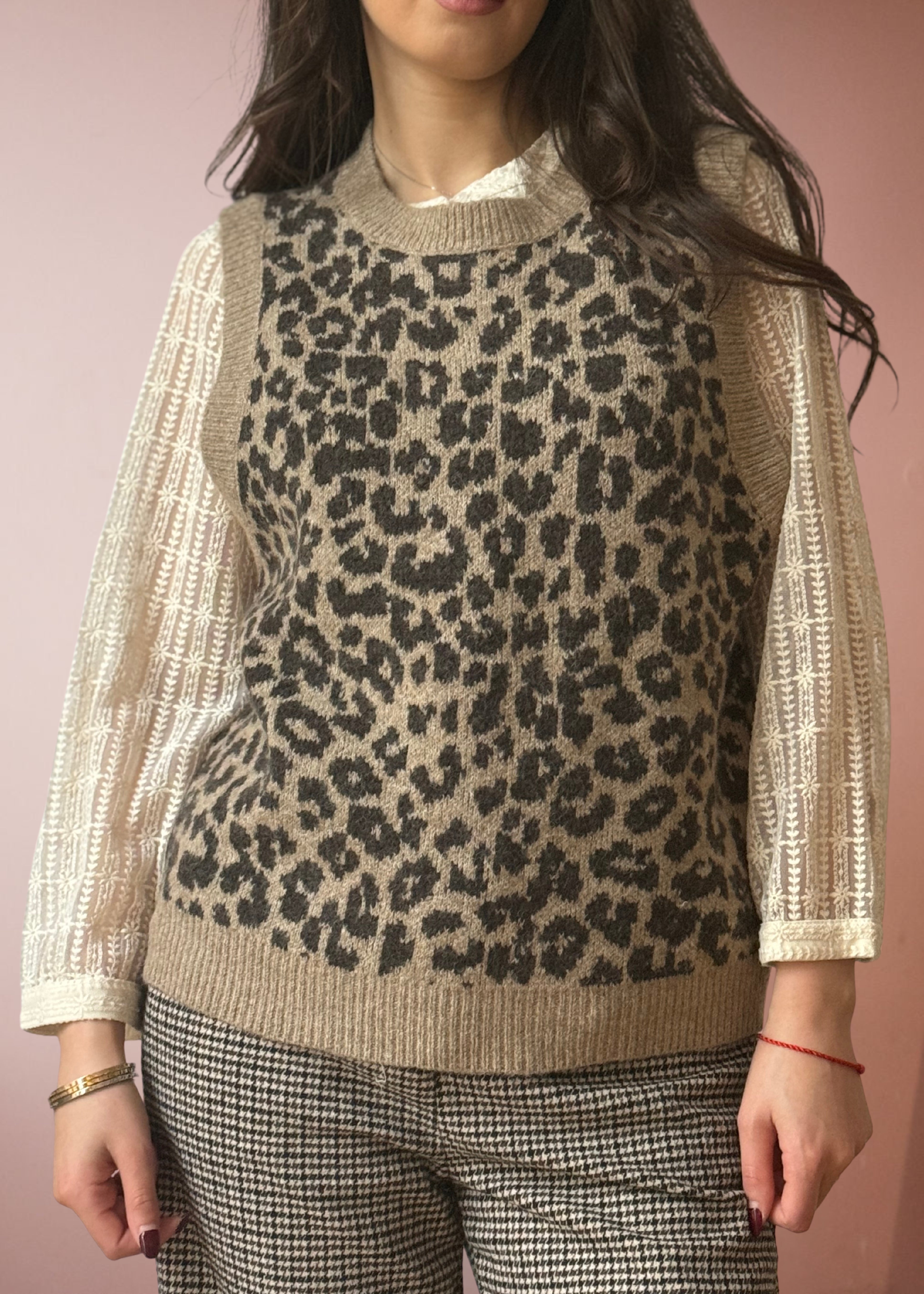 PULL SANS MANCHES LEOPARD MARTIS