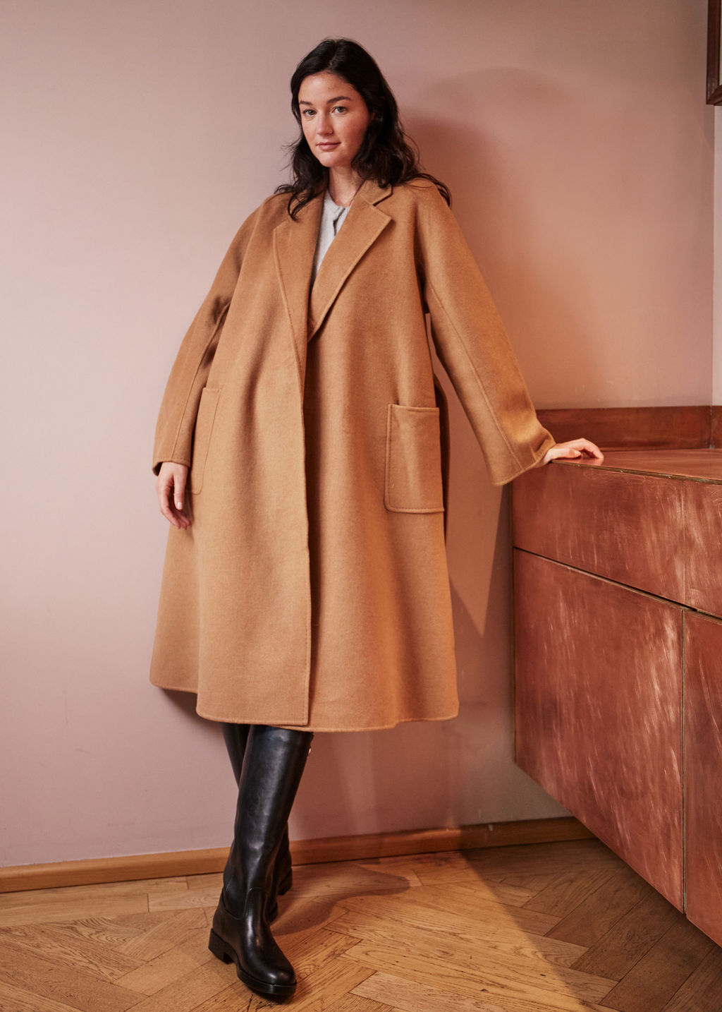 MANTEAU EN LAINE CAMEL LAURENZO