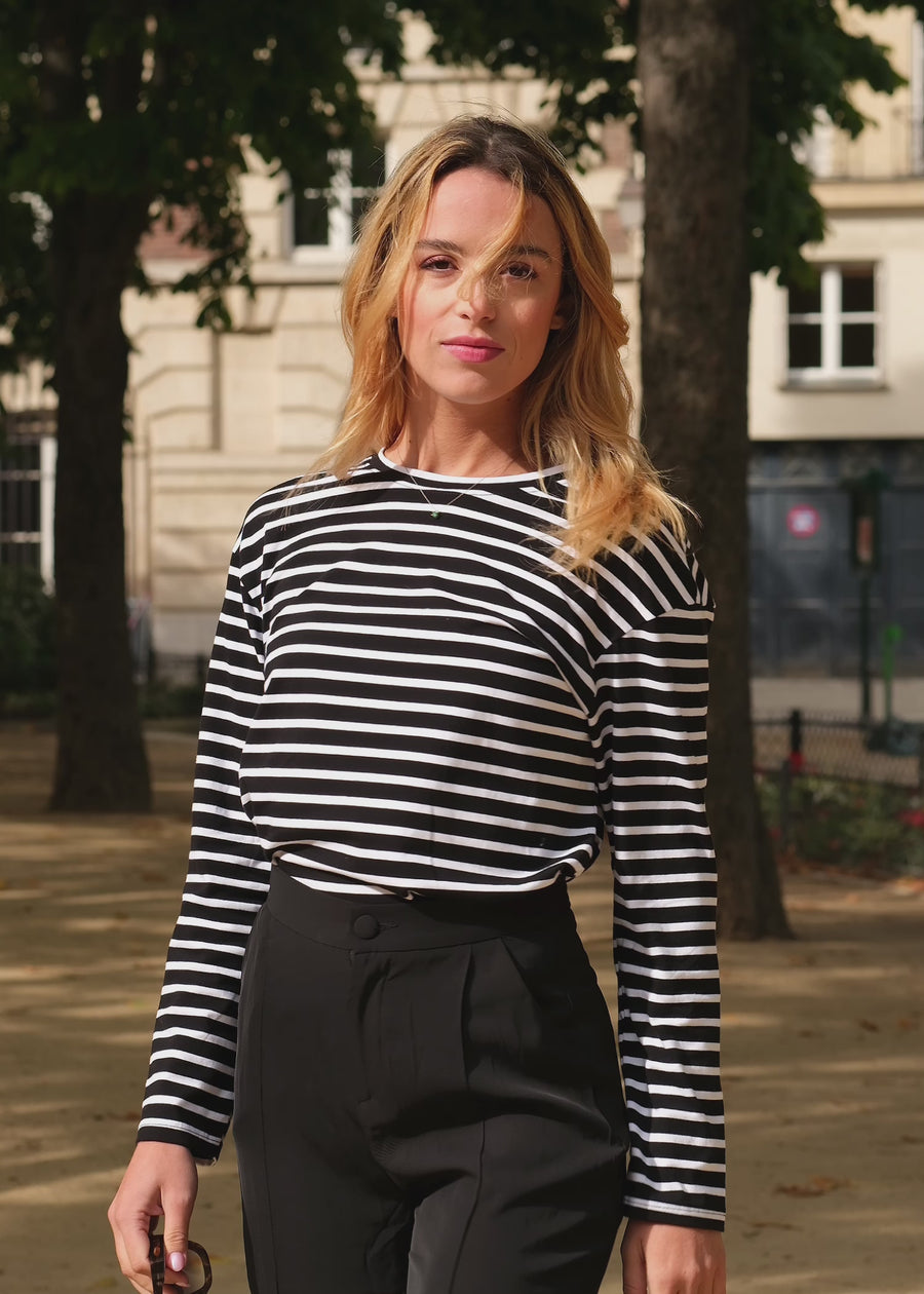 MARINIERE COTON NOIRE MARINE
